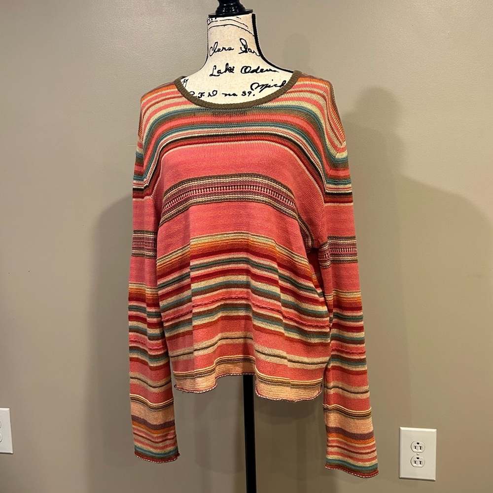 Lauren Ralph Lauren Linen Blend Striped Sweater